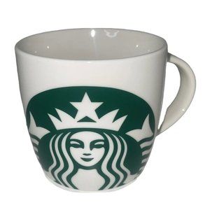 Starbucks Green Siren Mermaid 2017 Logo White Barrel Coffee or Tea Mug 14 oz